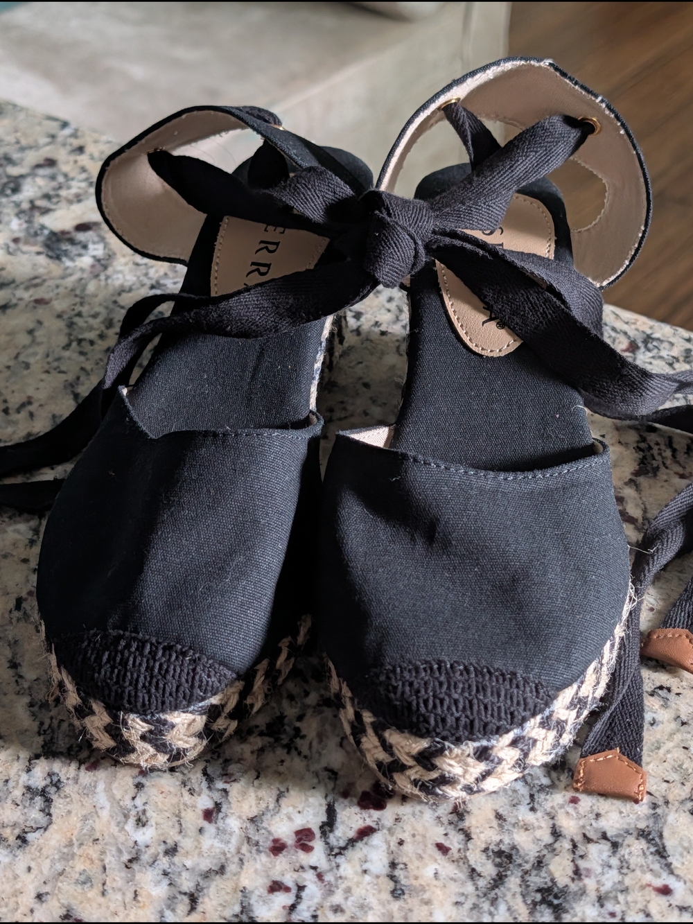 Serra Navy Canvas Espadrille Wedge Sandals Sz 7